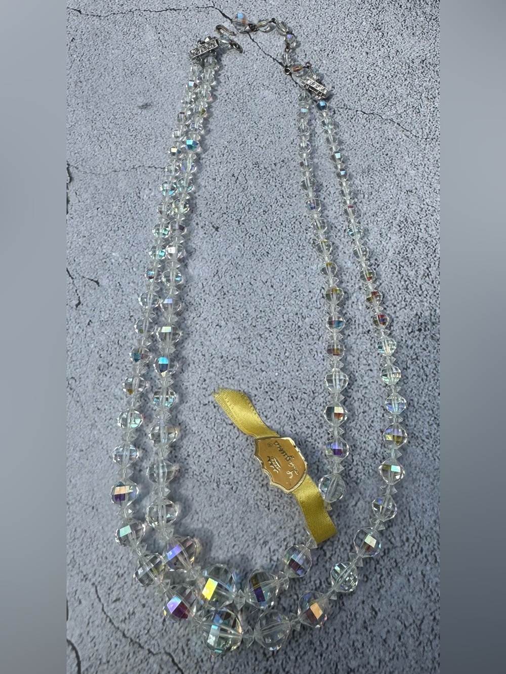 Vintage Laguna Double Strand Aurora Borealis Crystal Necklace